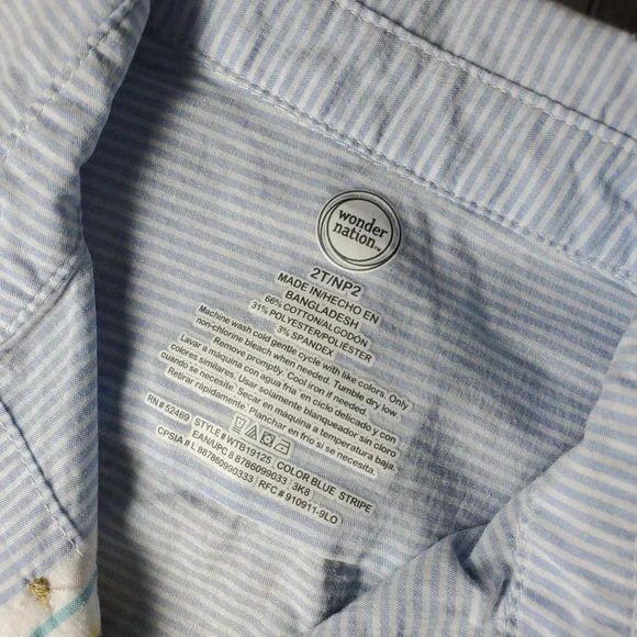 Wonder Nation Short Sleeve Woven Button Down Shirt Toddler Boys Size 2T - Picture 4 of 7